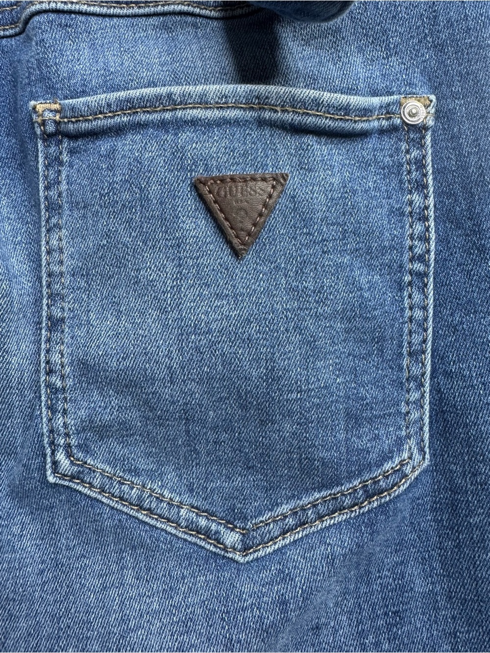 GUESS Los Angeles Denim Button-Front Jumpsuit Blue Stretch Jean One Piece - Picture 9 of 9